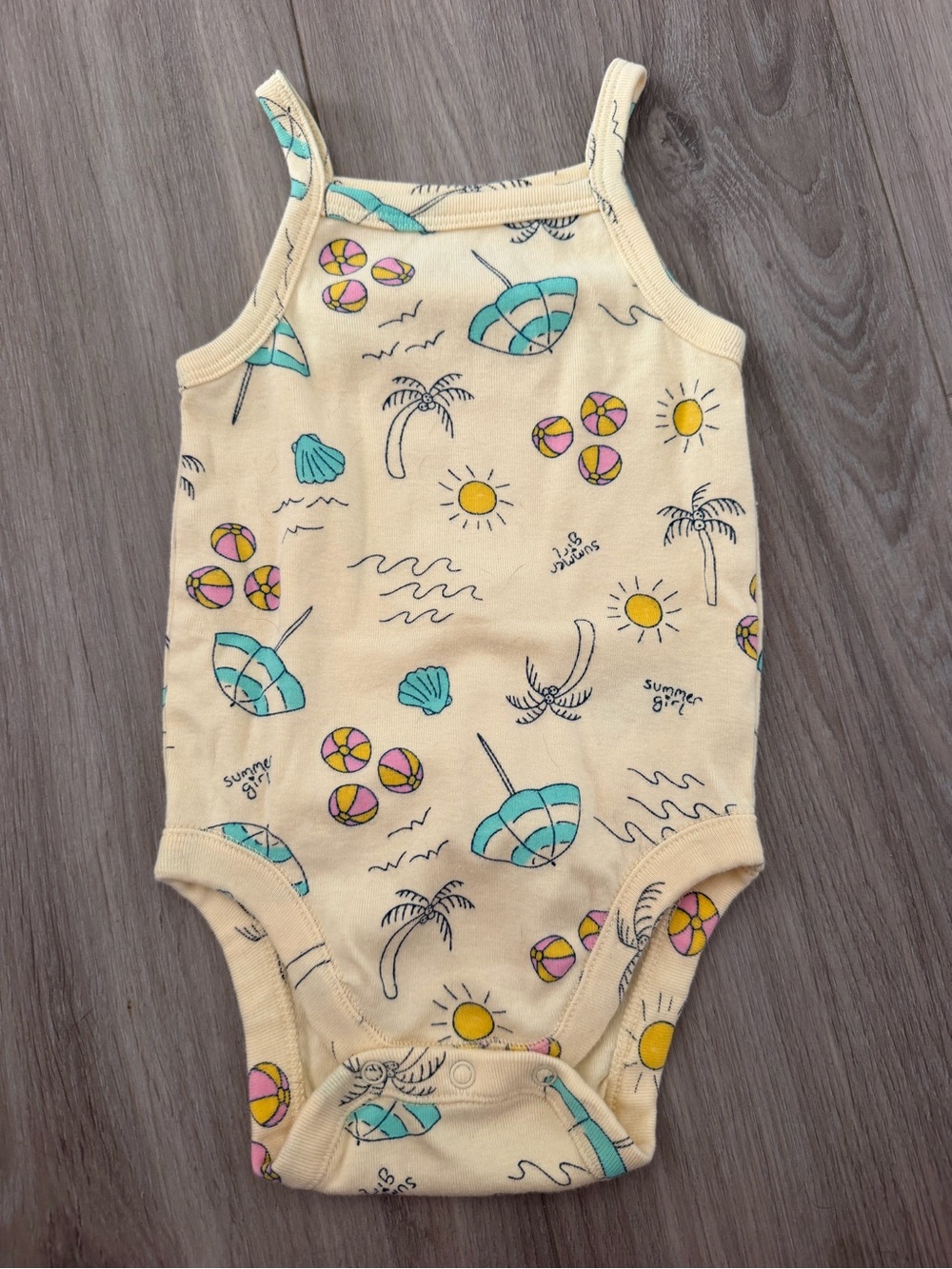 Old Navy Cream Beach Print Baby One-Piece